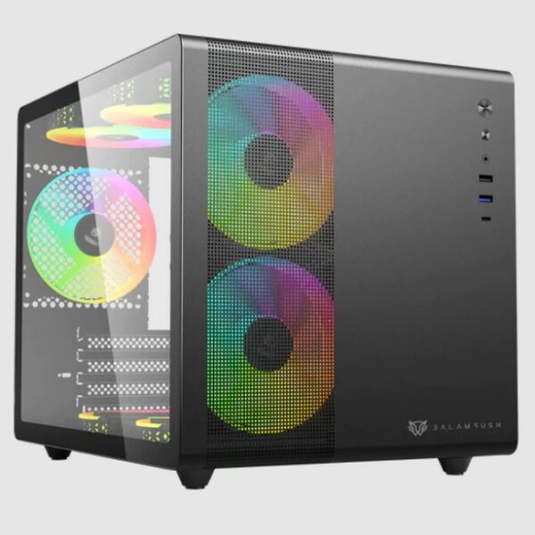 Gabinete Balam Rush Tank Mini GI930 Negro ventana  Mini-Tower  ITX/Mini-ATX sin fuente 3 Ventiladores ARGB Instalados
