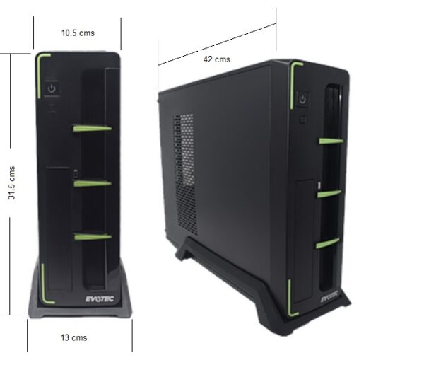 GABINETE SLIM EVOTEC ARUBA FUENTE 600W TARJETA MICRO-ATX NEGRO CON VERDE