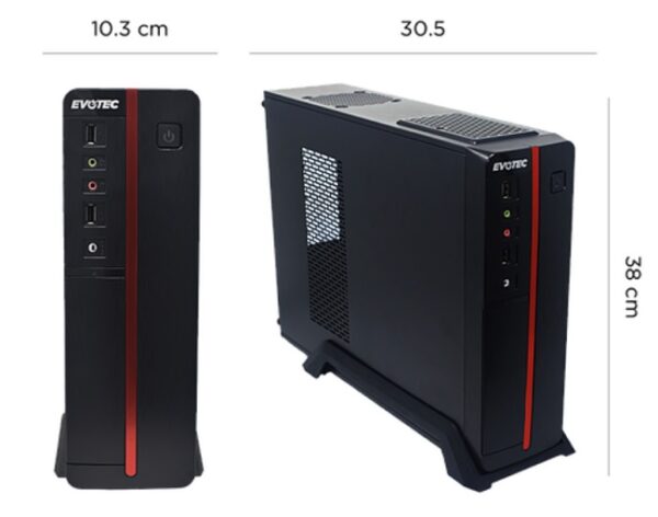 GABINETE SLIM EVOTEC VIENA FUENTE 600W TARJETA MICRO-ATX NEGRO CON ROJO