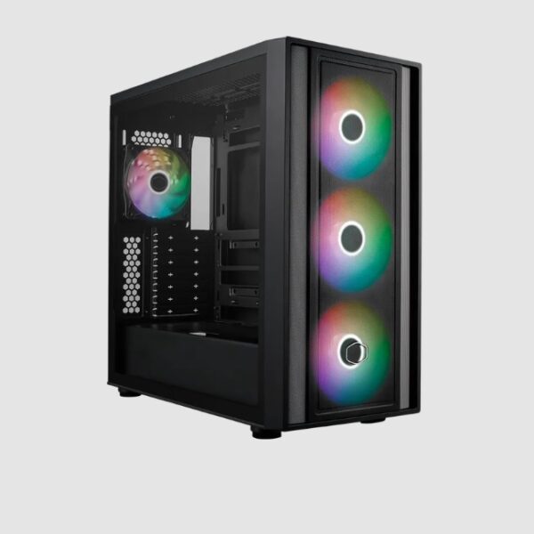 Gabinete Cooler Master MasterBox 600 Media torre negro cristal 4xVentiladores ARGB ITX / Micro ATX / ATX sin fuente