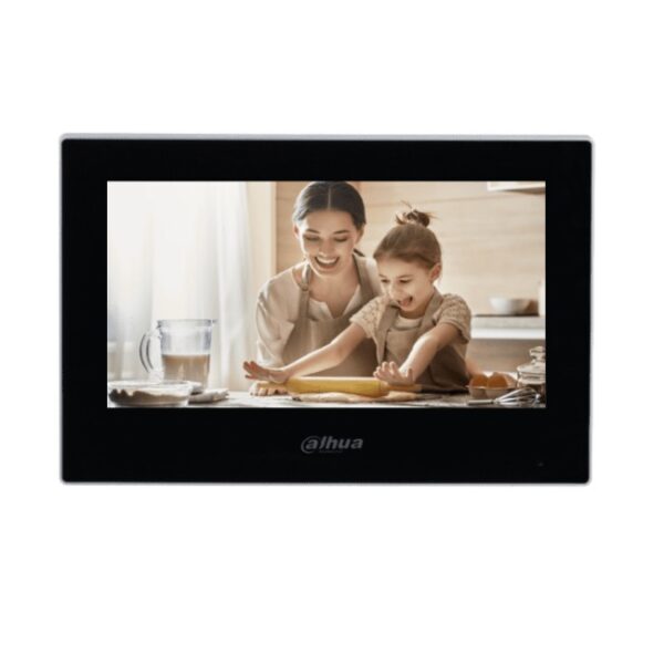 Monitor Dahua  VTH2621G-P - Monitor IP táctil de 7in  en negro, Serie Lite, ideal para interiores. Soporta PoE estandar, hasta 4 camaras de entrada y 4 monitores
