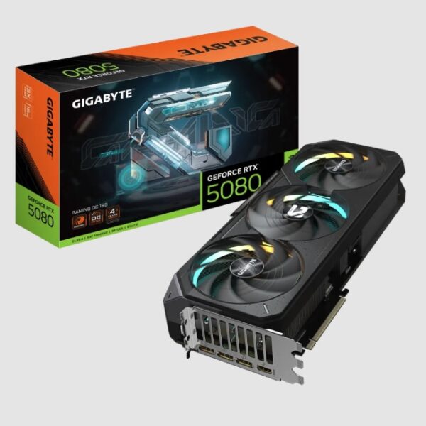 Tarjeta de video Gigabyte 16GB GeForce RTX 5080 GAMING RGB 3xfan GDDR7 DLSS 4 OC 2xHDMI 3xDP GV-N5080GAMING OC-16GD