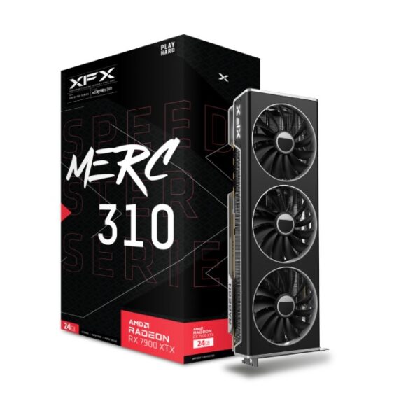Tarjeta de video XFX 24GB AMD Radeon RX 7900XTX 3xfan GDDR6 RDNA3 1xHDMI 3xDP RX-79XMERCB9