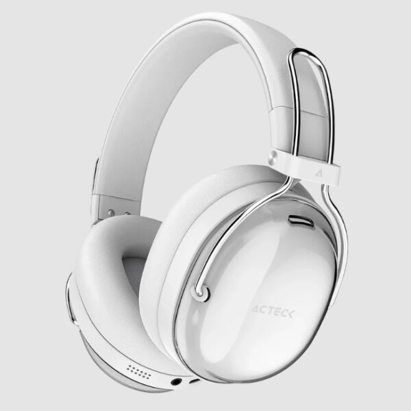 Audífonos Inalámbricos Acteck  Over Ear Luxe Pure HP730  Blanco Bluetooth 5.4 Cancelación de ruido Híbrido Microfono Omnidireccional
