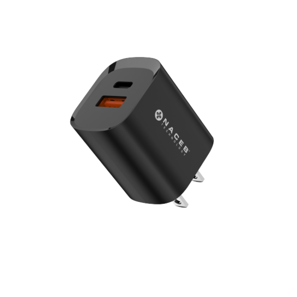 Cargador de pared Naceb  Gan USB-A+ USB-C de 35W modelo NA-0143