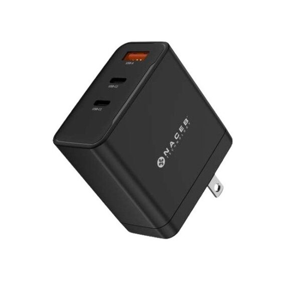 Cargador de pared Naceb  Gan USB-A+ USB-C + USB-C de 65W modelo NA-0144