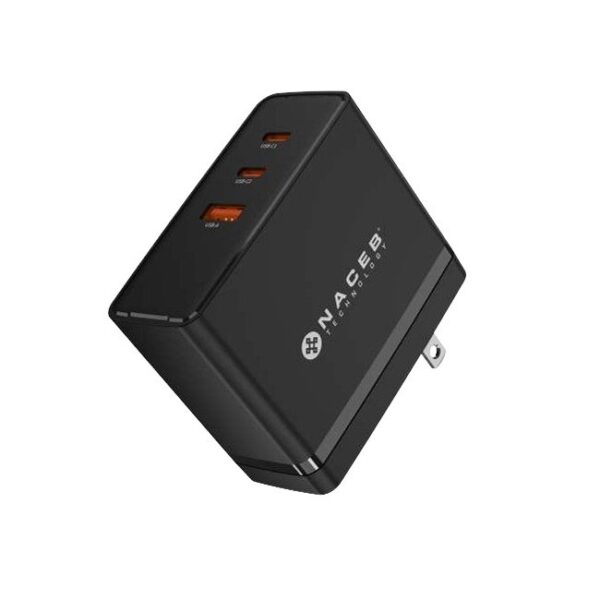 Cargador de pared Naceb  Gan USB-A+ USB-C + USB-C de 100W modelo NA-0145