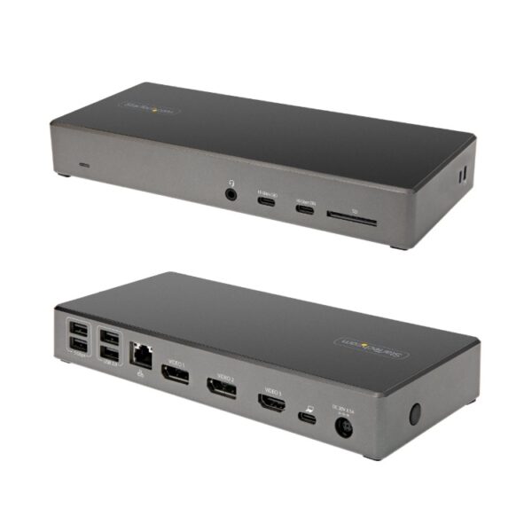 Docking Startech Station USB C - Dock USB Tipo C de 3 Monitores 4K con DP 1.4 y DSC  2x DP y 1x HDMI   PD de 100W  6x USB (2x 10Gbps) - 3 Pantallas