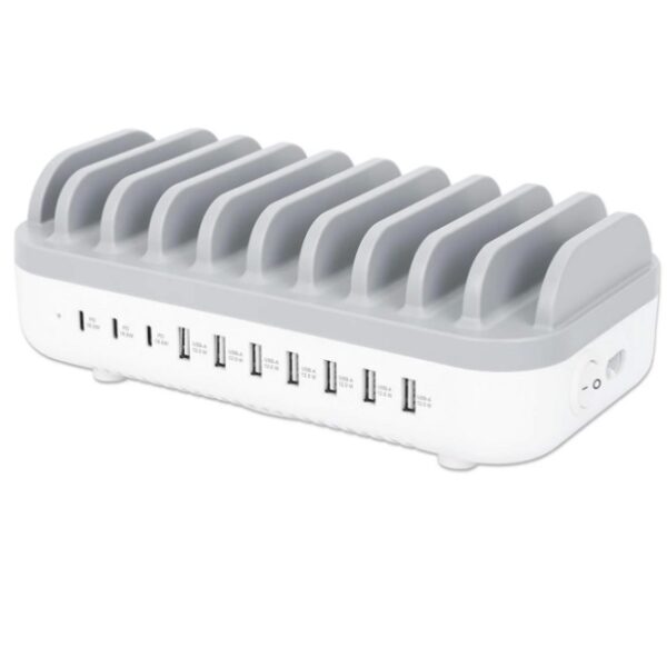 Estacion de carga Manhattan USB 10 dsipositivos 7xUSB A  3xUSB C 120w
