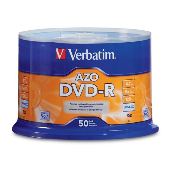Torre de discos Virgenes Verbatim para DVD DVD-R 16x 4.7GB con 50 Piezas