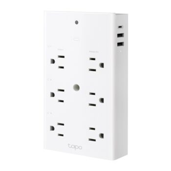 Extensor enchufe Wi-Fi Tapo P306 con 6 NEMA 5-15R (3 inteligentes y 3 siempre activos) 2x USB-A (QC3.0) 1x USB-C (PD) carga rápida 18W control de voz programación y temporizador