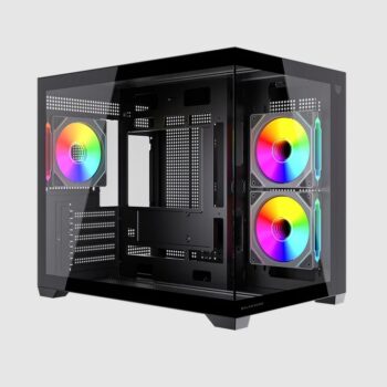 Gabinete Balam Rush Tank Core Pro GI925 Media torre negro cristal 3xVentiladores ARGB ATX sin fuente