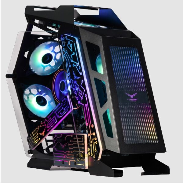 Gabinete Naceb gamer Olympian  Midi-Tower  Micro-ATX/Mini-ITX  USB 2.0/3.0  sin fuente  3 ventiladores Instalados modelo NA-0641color Negro