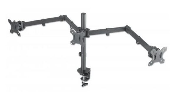 Soporte Manhattan para 3 Monitores 13 a 27 pulgadas en escritorio