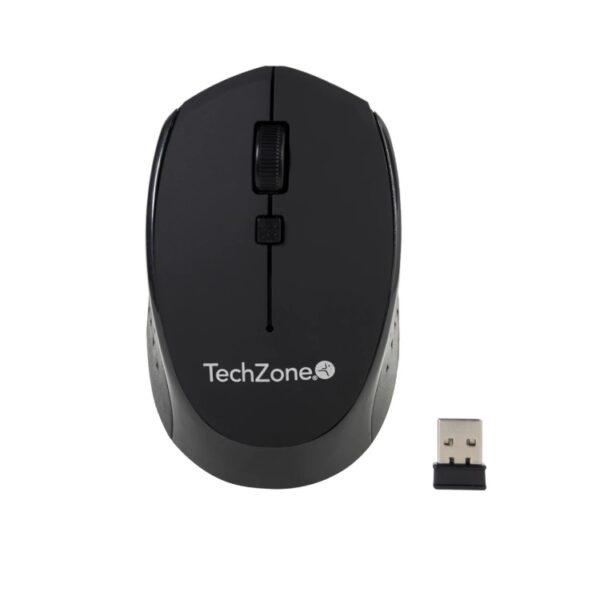 Mouse Techzone Start Black Negro Mate Inalambrico Alcance 10m. 4xBotones DPI 1600  Compatible con Windows y macOS