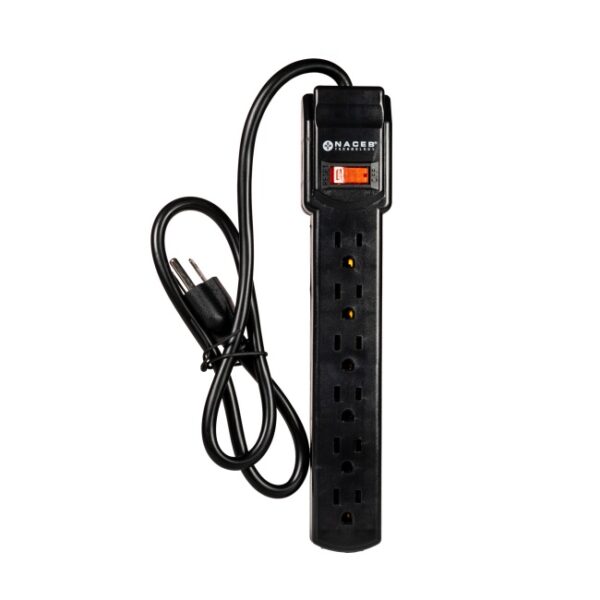 Barra Multicontacto Naceb 6 socket con switch modelo NA-0706 color Negro