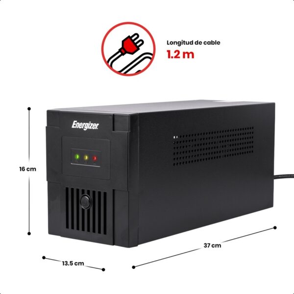 UPS No-Break Energizer ERENUPS15VA 1500VA/ 900W 8 NEMA 5-15R (4 con protección batería) 120V 60Hz batería 12V / 9Ah
