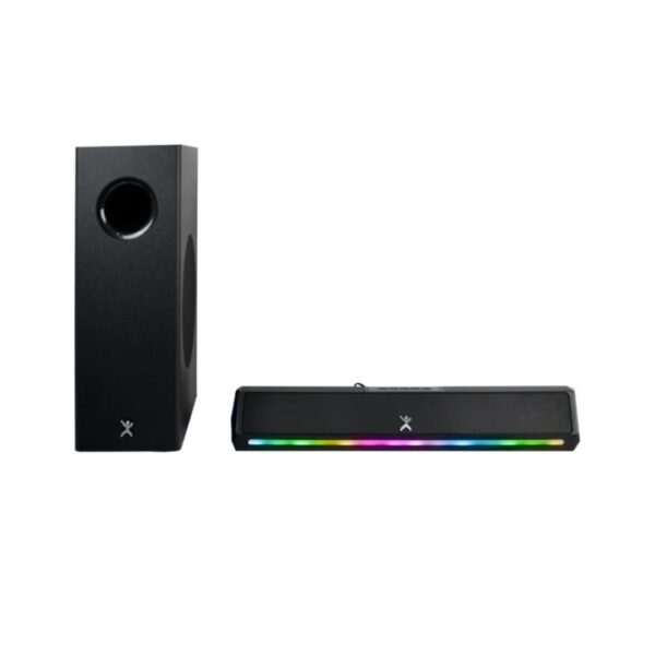 Barra de Audio Perfect Choice de Sonido con Subwoofer Emphoria modeloPC-114024 Bluetooth  Alámbrico y Inalámbrico  2.1 Canales  70WRM color Negro