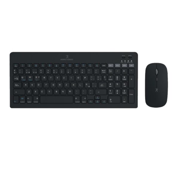 Kit de teclado Perfect Choice 2.4 GHZ+BT Recargable Zebrary  modelo PC-201373 color Negro