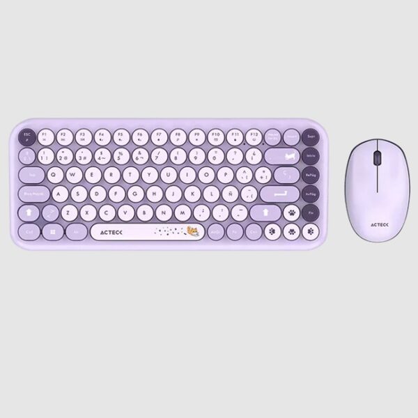 Kit Teclado y Mouse Acteck Creator Chic K- Colors MK480 Violeta  Compatible con Windows y MAC DPI 800