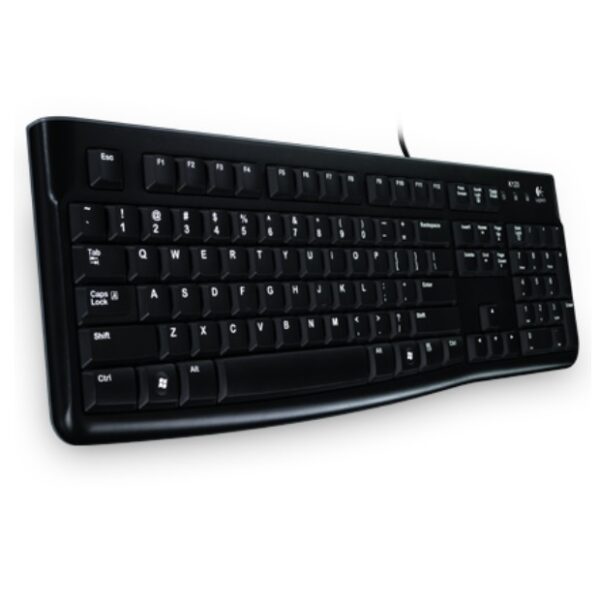 Teclado Logitech K120 Negro Silencioso Conexion USB Resistente a Salpicaduras Compatible con Windows y MacOS