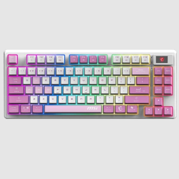 Teclado MSI FORGE GK600 TKL WIRELESS VIOLET RGB 2.4G Ingles inalambrico Bluetooth y USB 2.0  Switches Mecanicos Lineales