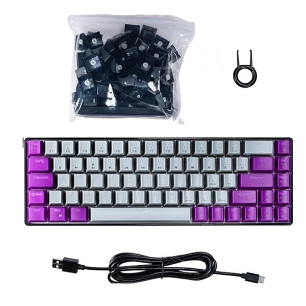 Teclado Naceb mecanico  alambrico RGB 69 teclas con intercambiables modelo NA-0963G color Gris