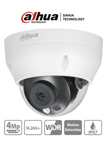 Camara Dahua DH-IPC-HDPW1431R1N-0280B-S4 IP domo 4 mpx  lente de 2.8mm IR 30 m h.265 wdr real PoE IP67