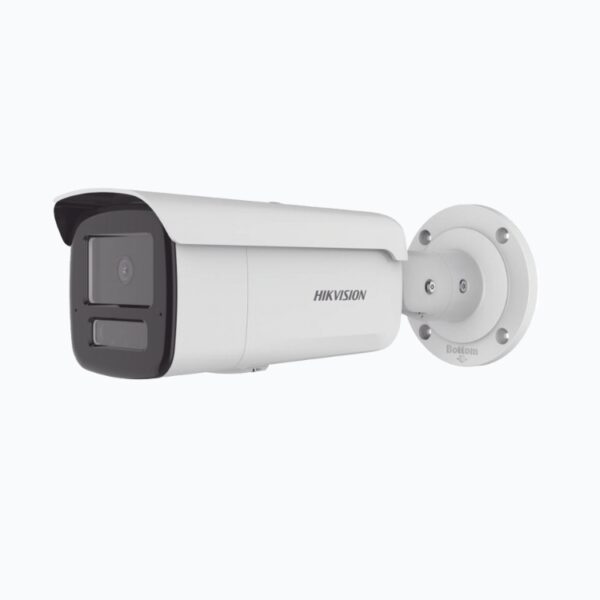 Camara Hikvision DS-2CD2T43G2-4LI2U/28 Ip bala 4 mpx Dual Light + 2 Microfonos Integrados Lente 2.8 mm / 80 mts IR + 80 mts Luz Blanca / Acusense / Exterior