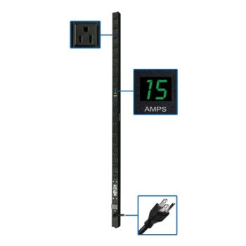 PDU monofásico TrippLite PDUMV15 de 1.4kW con Medidor Digital Local 16 NEMA 5-15R rack 0U Vertical 1.22m 120V 12A