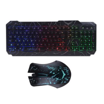 Kit gamer Naceb Teclado y Mouse alambrico Ergonomico retroiluminado modelo NA-633 color Negro USB