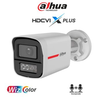 Camara Dahua DH-HAC-HFW1549XN-IL-A-PRO bullet 5 mpx lente 2.8 mm  Imagen 24H a Color/ Corrección de Imagen por IA/ Iluminador Dual Int Mediante IR y Luz Calida / Hasta 50m de Ilumin/ Doble Mic